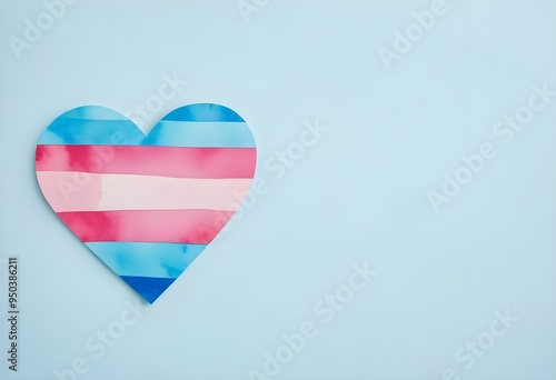 Heart shaped transgender flag in blue background