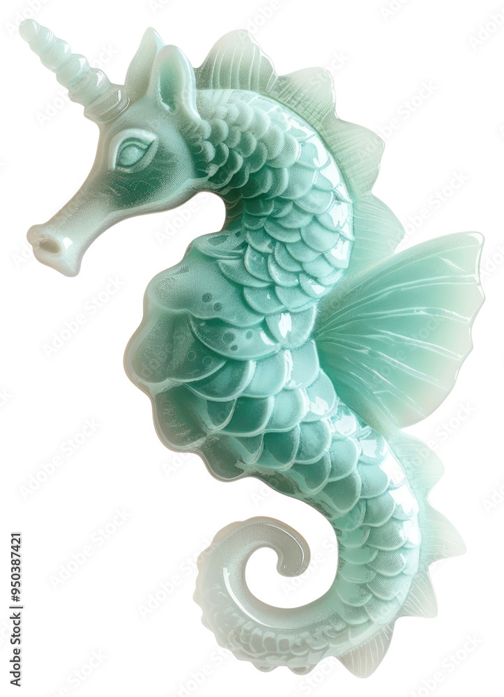 Fototapeta premium PNG Mystical jade seahorse unicorn