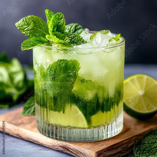 Mojito from Cuba in a cocktail glass, mojito, Cuba, cocktail