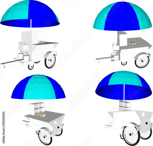 Vector sketch illustration design of a pushcart selling hot dogs and hamburgers