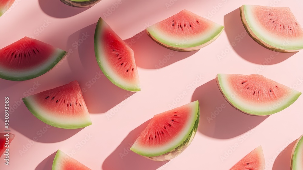 Watermelon Slices on Pink Background Watermelon Slices on Pink Background