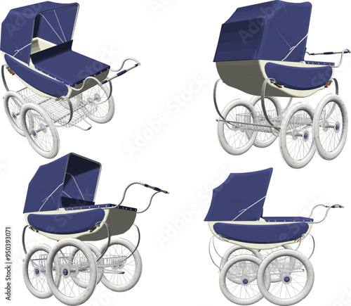 Vector sketch illustration of a baby stroller design for taking a trip to the park
