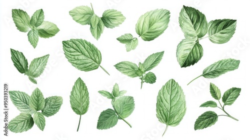 Mint leaves collection - Ready to use Premium PNG Cutout isolated image