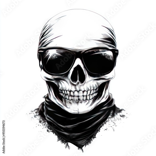 Skull Wearing Sunglasses and Bandana