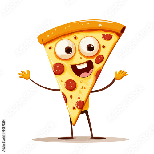 vector character pizza on white background .Generative AI
