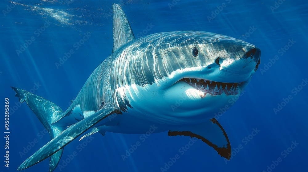 Fototapeta premium a great white shark. Great white sharks are one of the largest predatory fish in the world