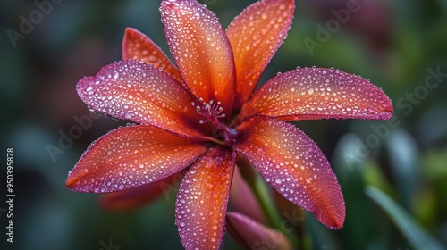 Close-Up of a Rare Blooming Exotic Flower with Dew Drops