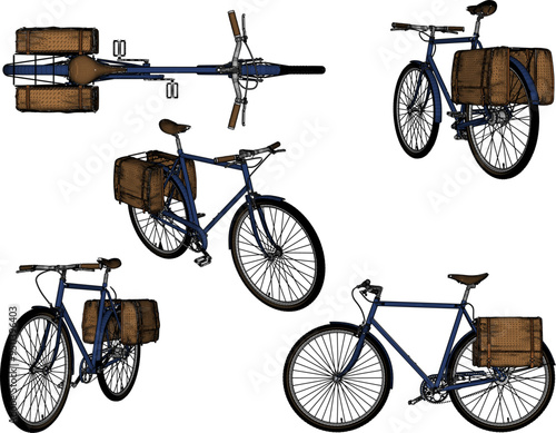 Sketch illustration silhouette vector image design of an old classic vintage ethnic bicycle from the era of struggle for collection photo