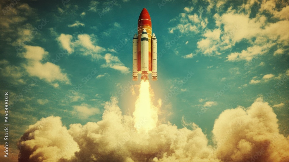 Spacecraft Launch Through Clouds - A Journey Into The Unknown