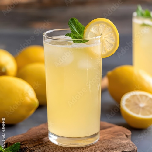 Lemonade from the USA in a tall glass, lemonade, USA, tall