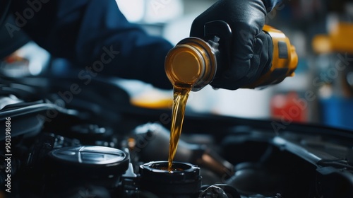 Mechanic Adding Engine Oil