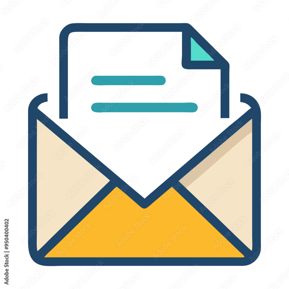 Icon of an open envelope with a letter inside Icon of an open envelope with a letter inside