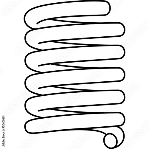 Compression helical spring. Vector outline icon. Precision-engineered coil spring, providing high tension, flexibility, and durability. Perfect for automotive suspensions, mechanical assemblies.