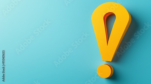 Yellow exclamation mark on a blue background, representing alert, attention or important notice, symbolizing warning, notification or announcement.
