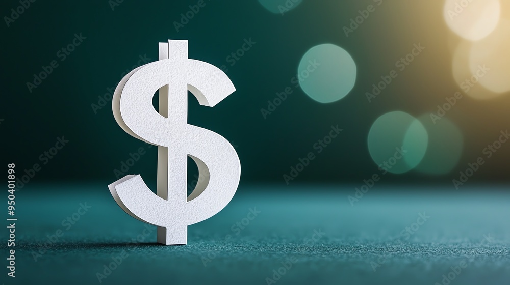 Close-up of a white dollar sign on a dark background with bokeh lights, symbolizing finance, money, and economic growth. Close-up of a white dollar sign on a dark background with bokeh lights, symbolizing finance, money, and economic growth.