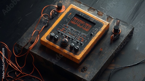 Vintage Music Synthesizer with Rusty Aesthetic