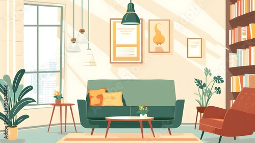 Living Room Interior Design With Sofa and Armchair