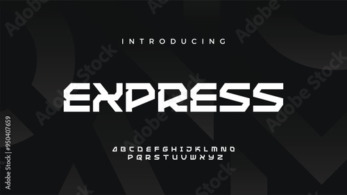 Futuristic modern techno sci fi bold display stencil font, abstract geometric clean monospaced letter set homan typeface