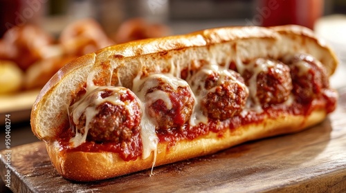 A Close-Up Shot of a Delicious Meatball Sub