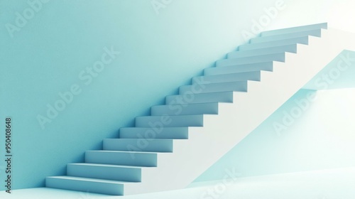 Minimalist White Staircase Against a Blue Wall