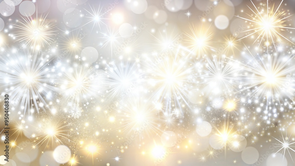 Sparkling Golden and White Fireworks on Bright Festive Background with Copy Space Sparkling Golden and White Fireworks on Bright Festive Background with Copy Space
