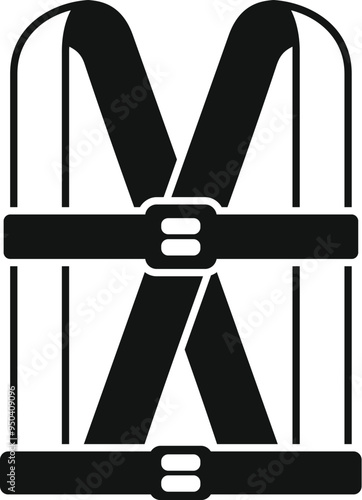 Black silhouette icon of a safety harness, essential personal protective equipment for working at height