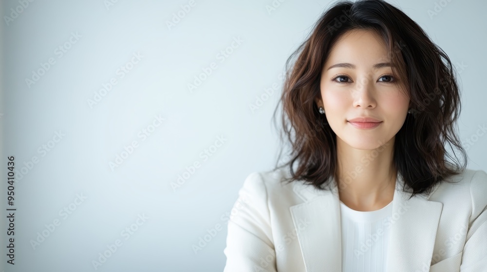 Young professional woman with dark hair and a white blazer smiles softly in an indoor setting, radiating warmth, confidence, and a modern professional aura. Young professional woman with dark hair and a white blazer smiles softly in an indoor setting, radiating warmth, confidence, and a modern professional aura.