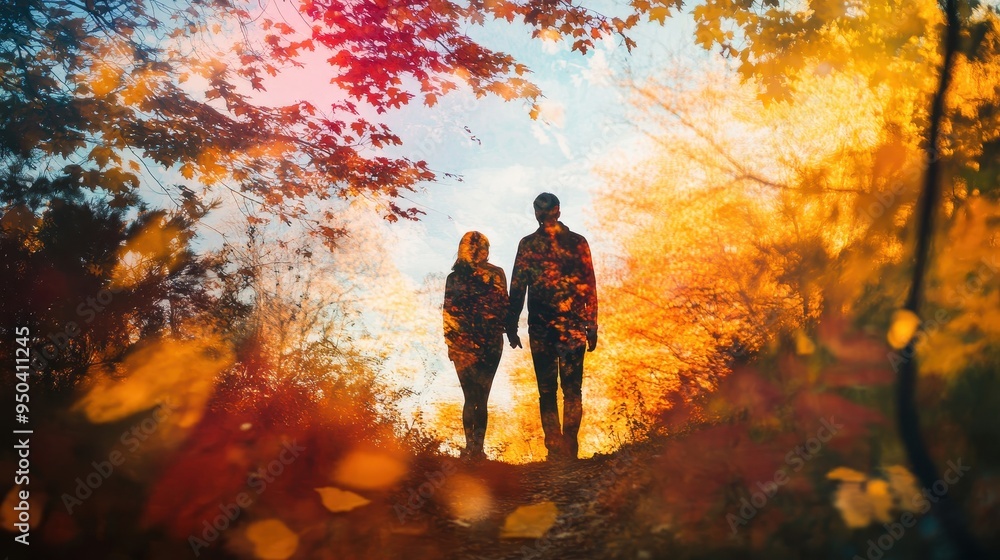 Autumn Stroll in a Vibrant Forest Landscape