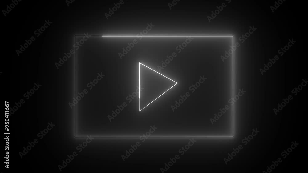 Glowing neon Online play video icon isolated on red background. Glowing neon Online play video icon isolated on red background.