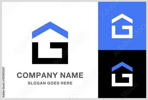 Monogram Letter G Building House Business Company Stock Vector Logo Design Template