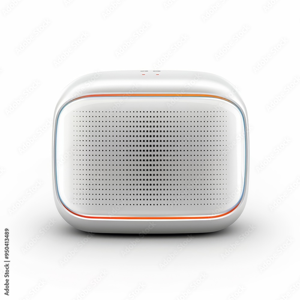 A black speaker with red lights on it A black speaker with red lights on it