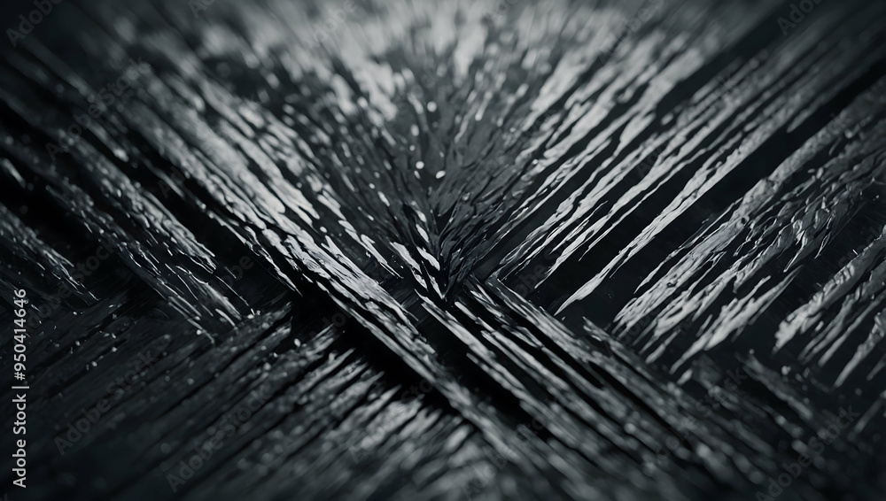 Obraz premium Dark Wood Crossroads: Abstract texture of intersecting dark wood planks with a moody, cinematic feel, ideal for backgrounds and textures. 
