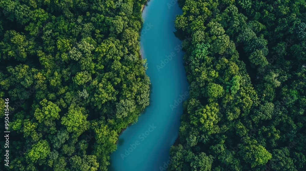 River flowing through a dense forest, symbolizing the importance of preserving natural waterways River flowing through a dense forest, symbolizing the importance of preserving natural waterways