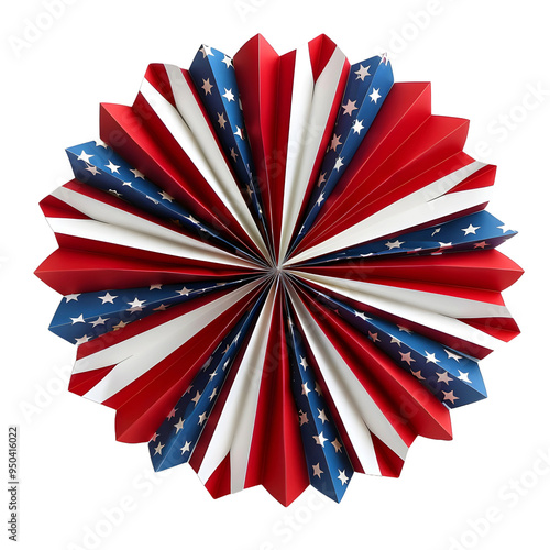 American Flag Paper Fan Decoration