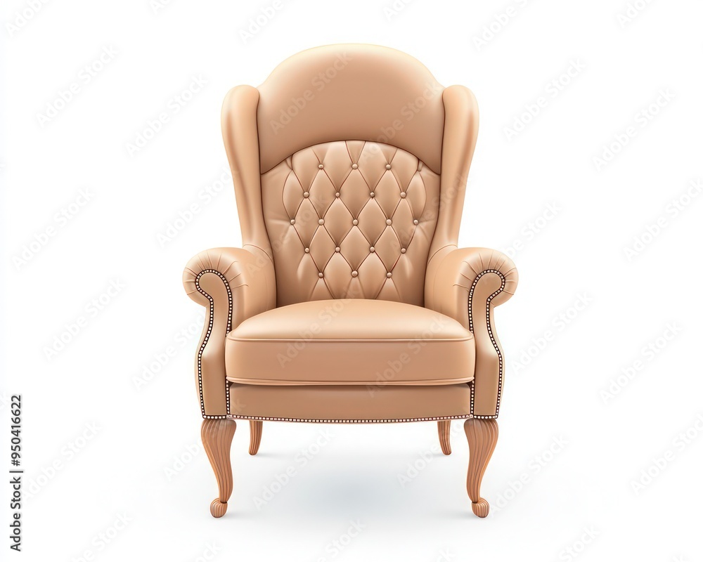 Minimalist single vector of a luxury leather office chair in pastel brown. Minimalist single vector of a luxury leather office chair in pastel brown.