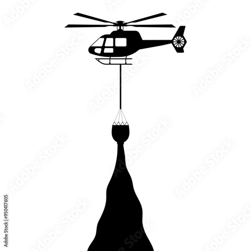 Firefighting Helicopter. Vector Illustration Isolated on White Background.