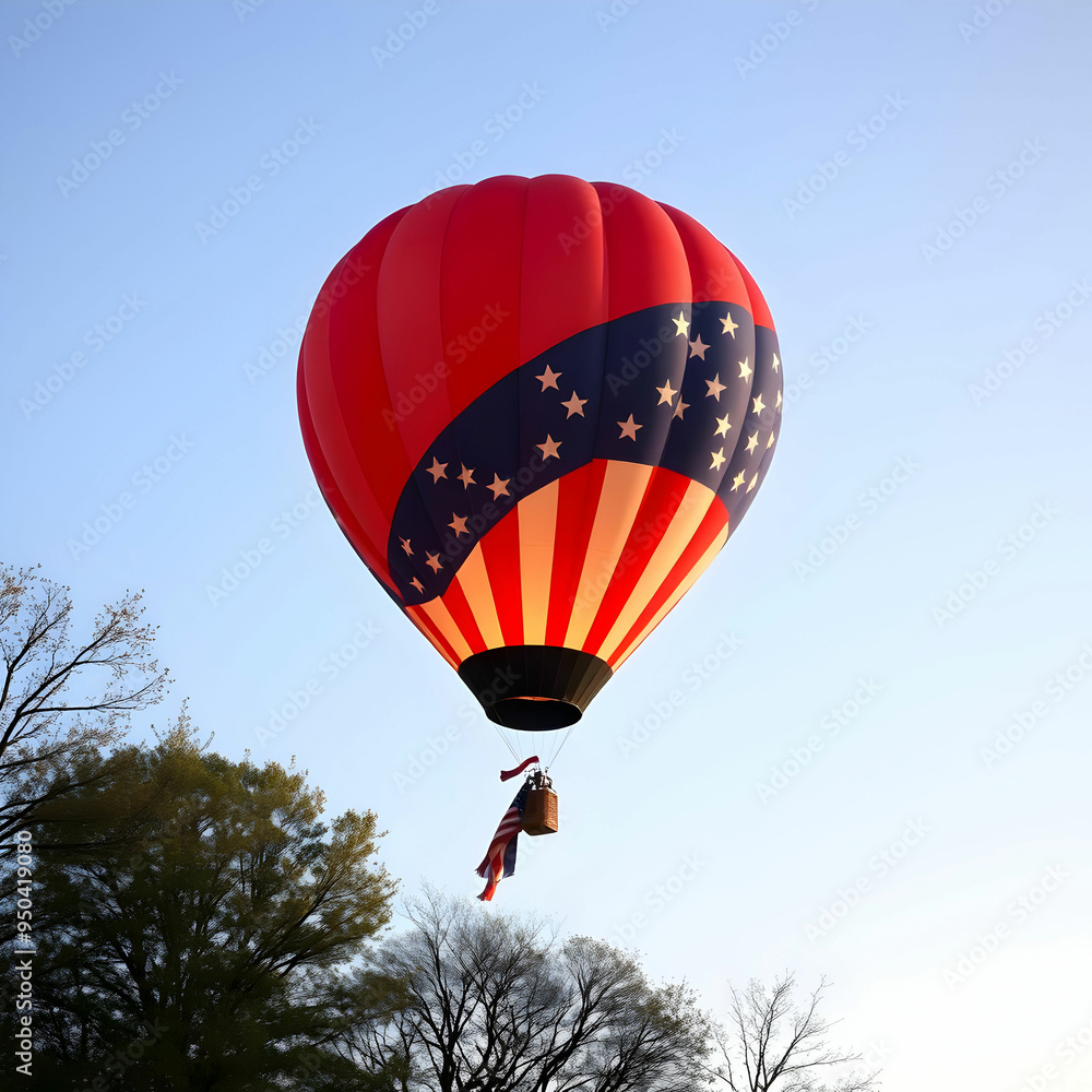 Hot balloon with the American flag for US National Loyalty Day celebration Hot balloon with the American flag for US National Loyalty Day celebration