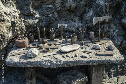 Unveiling the Stone Age: Discover the meticulous craftsmanship of ancient toolmakers in this stunning 3D representation.