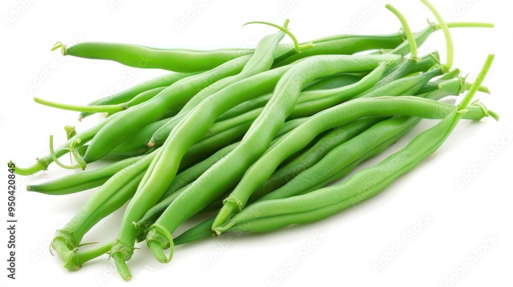 Fresh Green Beans on White Background Fresh Green Beans on White Background