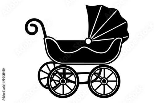 baby carriage icon silhouette vector illustration