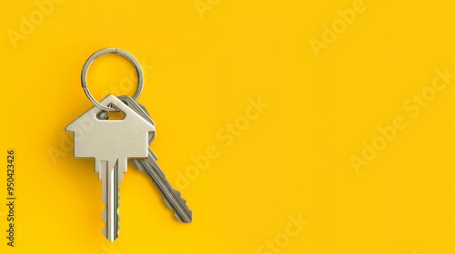 House keys on yellow background