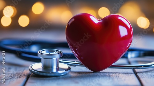 heart love shape with doctor physician's stethoscope on background