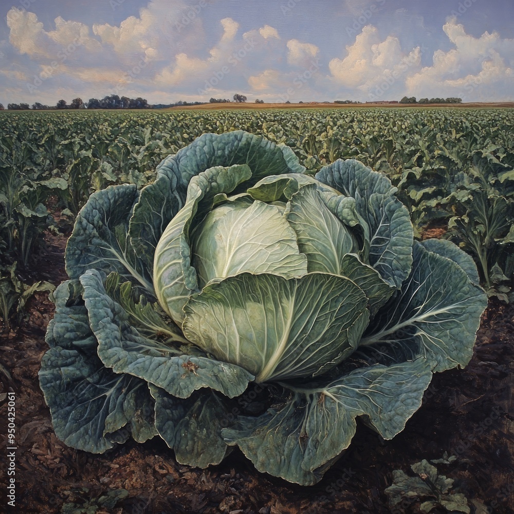 Fototapeta premium cabbage growing in the field