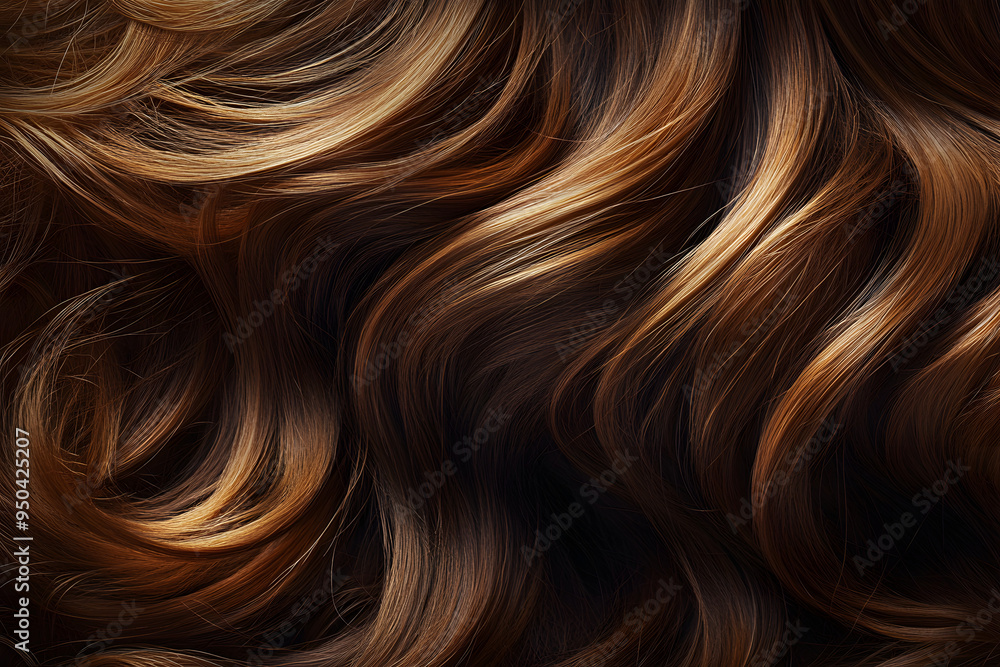 Close up of a bunch of shiny curls brown hair Close up of a bunch of shiny curls brown hair