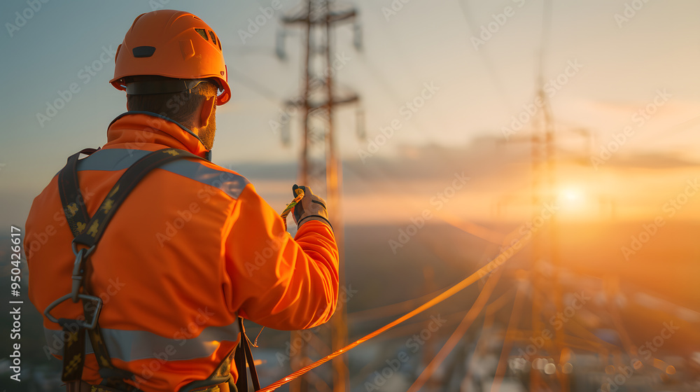 worker in standard safety uniform working inspect the electricity high voltage pole. worker in standard safety uniform working inspect the electricity high voltage pole.