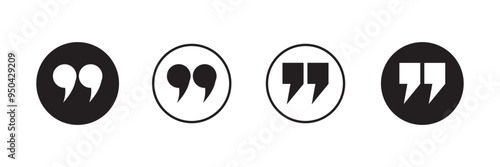 Quotes, quotation marks black isolated vector icon set.