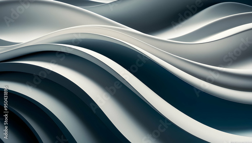 Fluid Dynamics: An abstract grayscale close-up of smooth, flowing waves, ideal for design, technology, or architectural themes. 