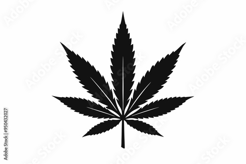 Marijuana cannabis hemp leaf icon, Marijuana leaf vector silhouette
