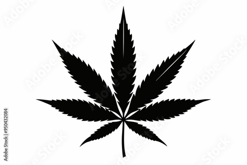 Marijuana cannabis hemp leaf icon, Marijuana leaf vector silhouette
