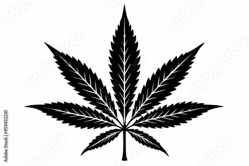 Marijuana cannabis hemp leaf icon, Marijuana leaf vector silhouette
